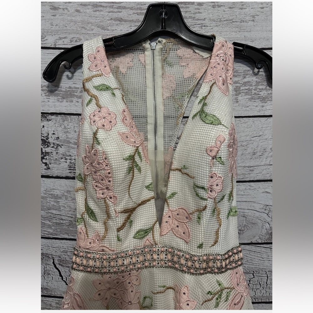 Ellie Wilde Pink and Green Cut Out Embellished Tank Top
